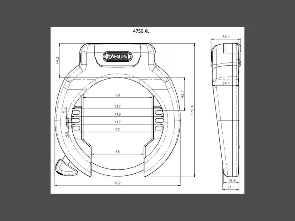 Trek Bikes ABUS 4750XL Ring & T82 RIB Battery Lock Black Flash Sale