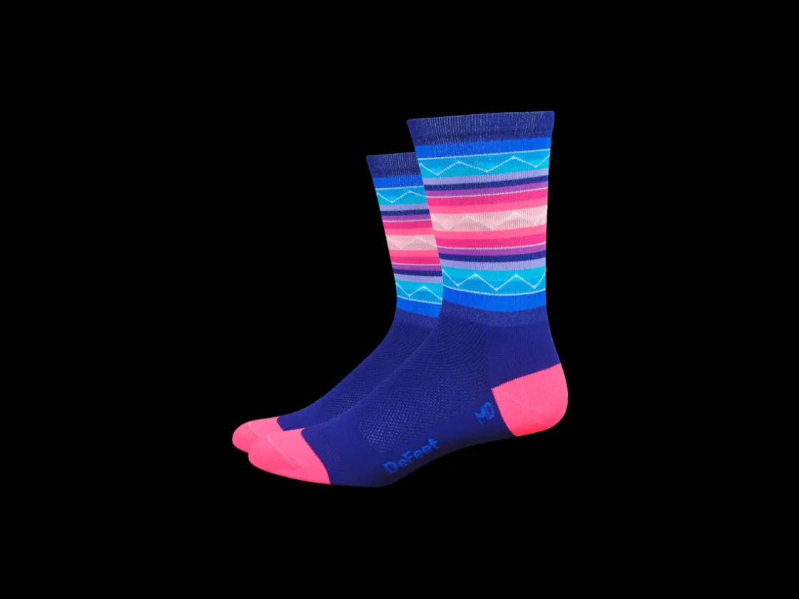 Trek Bikes DeFeet Aireator 6'' Santa Fe Socks Blue/Pink Shop