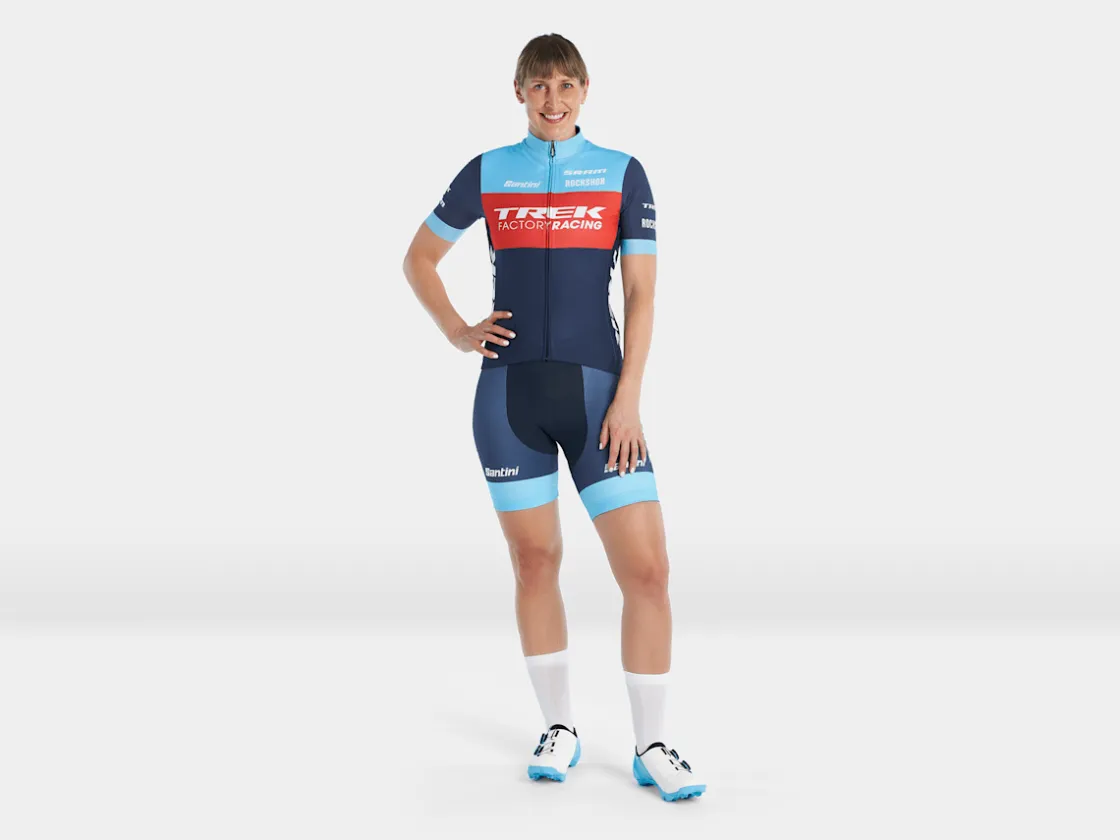 Trek Bikes Santini Trek Factory Racing Women's XC Team Replica Cycling Jersey Dark Blue/Azure Hot