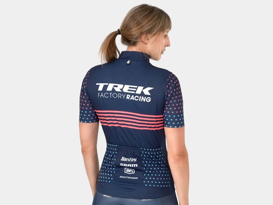 Trek Bikes Santini Trek Factory Racing Women's CX Team Replica Cycling Jersey Dark Blue/Radioactive Coral Outlet