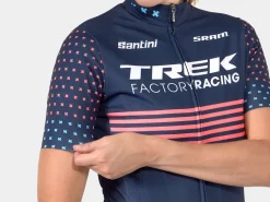 Trek Bikes Santini Trek Factory Racing Women's CX Team Replica Cycling Jersey Dark Blue/Radioactive Coral Outlet