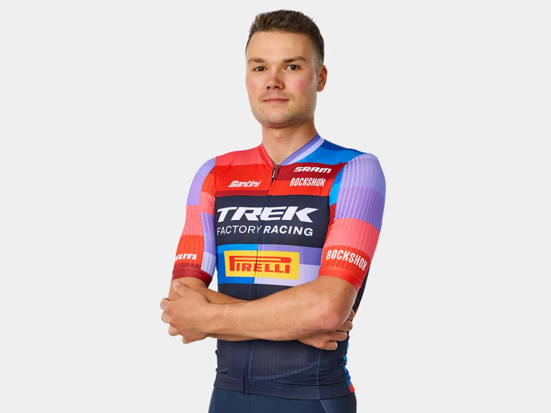 Trek Bikes Santini Trek Factory Racing Men's Team Replica Cycling Jersey Dark Blue Fashion