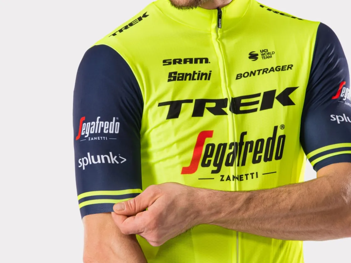 Trek Bikes Santini Trek-Segafredo Men's Team Training Replica Jersey Radioactive Yellow/Dark Blue Fashion