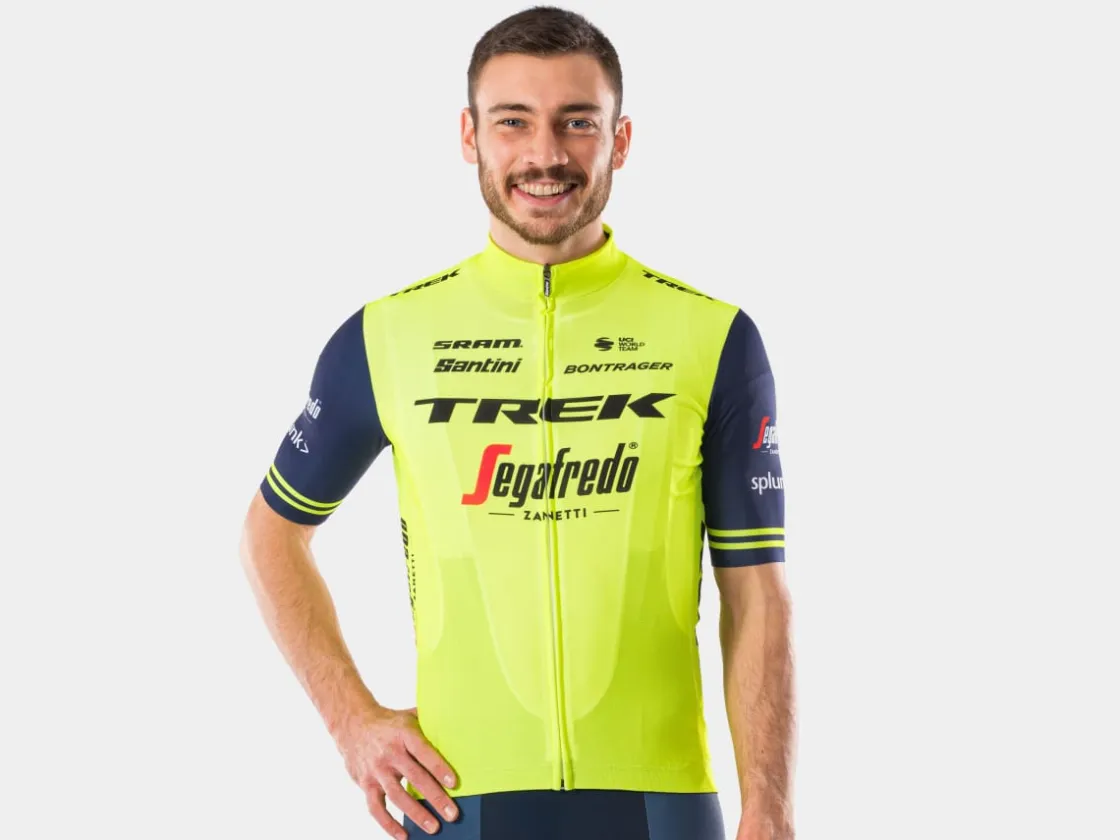 Trek Bikes Santini Trek-Segafredo Men's Team Training Replica Jersey Radioactive Yellow/Dark Blue Fashion