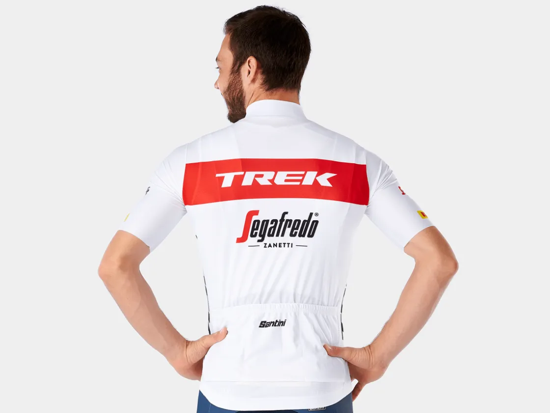 Trek Bikes Santini Trek-Segafredo Men's Team Replica Race Jersey White/Red Cheap